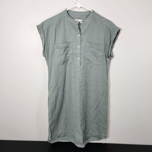 Vineyard Vines Shift Dress Cap Sleeve Button Front Green Sz 4 Tencel